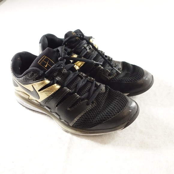 Nike Other - Nike Tennis Shoes Mens 10.5 Black Gold Air Zoom Vapor X 10 HC AA8030-008 Federer
